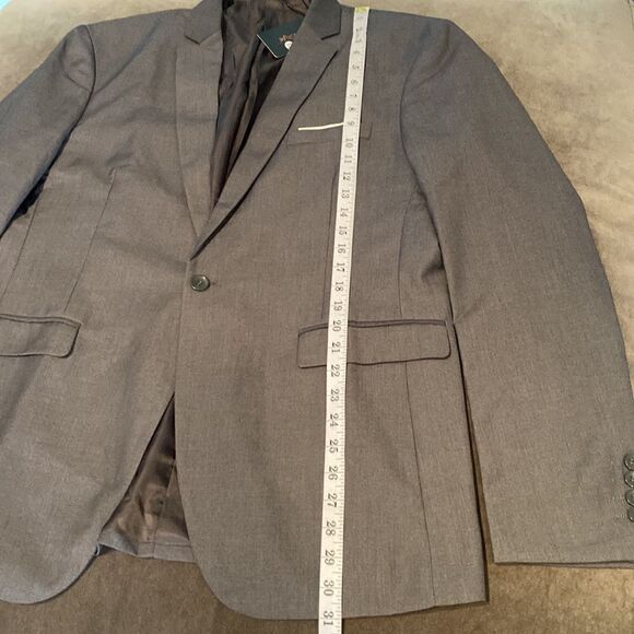 Men’s Gray Suit Jacket Blazer One Button Notched Lapel Business Size XL NWT - Picture 7 of 11
